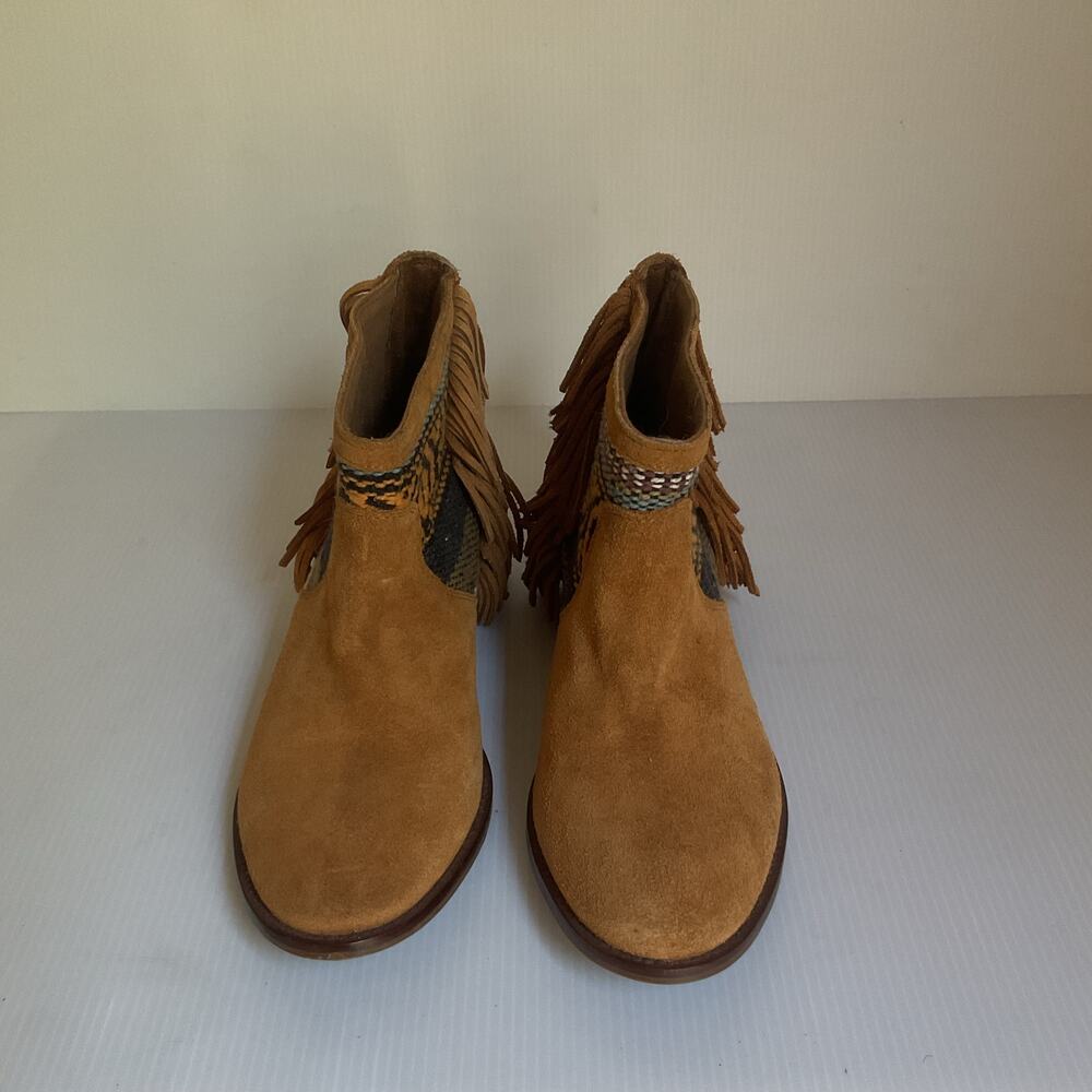 Zara Trafaluc Women’s Fringe Ankle Boots Size 36 Suede Western Boho Booties - Picture 4 of 9